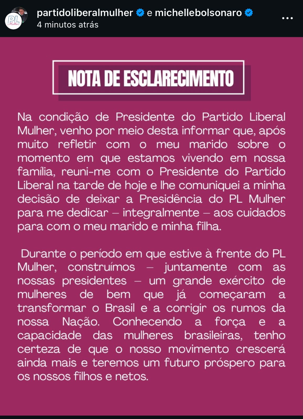Em meio à crise no PL do Ceará, Michelle Bolsonaro deixa comando do PL Mulher e amplia incertezas sobre campanha de Flávio